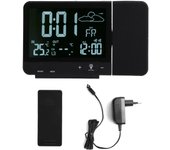 Reloj despertador con proyección, termómetro inalámbrico para interiores y exteriores, medidor de temperatura y humedad
