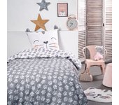 Parure de couette 140 x 200  Funny Cats  Réversible 100% Coton / 57 Fils/cm²