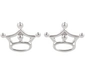 Les Trésors De Lily [Q2998] - Boucles Argent 'Couronnes' argenté (rhodié) - 9x7 mm plata
