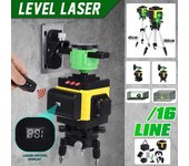 Nivel láser 4D autonivelante de 12/16 líneas, 360 niveles horizontales y verticales para suelo y pared, potente Rayo verde, niveles láser con trípode 12 line
