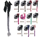 Nuevas trenzas para casco de motocicleta, peluca para mujer con trenzas para cascos de motocicleta, 11 colores, cola de caballo doble con lazo de ventosa