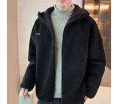 Chaqueta de hombre con capucha y manga larga con bordado de letras y estampado de color liso 2XL negro