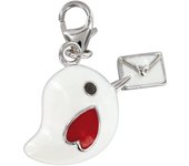 Les Trésors De Lily [Q4896] - Pendentif charm argent 'Oiseau Love' blanc argenté (rhodié) - 25x13 mm rojo