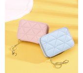 Minibolso para pintalabios con bordado de diamantes y llavero con espejo 11x4x7.5 azul claro