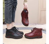 Botas de nieve con forro polar cálido de invierno para mujer, con cordones, piel sintética, forro de piel, zapatos altos para mujer, botines al aire libre con suela deslizante 35 negro