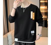 Sudaderas de dos piezas falsas de otoño para hombre, tendencias nacionales de primavera y otoño, ropa de fondo informal al estilo de Hong Kong M gris