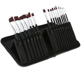 Juego de 17 pinceles de pintura acrílica, pinceles de nailon para artistas, pinceles de pintura profesionales con negro