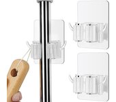 Soporte para escoba, soporte de pared adhesivo para fregona, colgador de escoba con ganchos, organizador de escobas, colgador para el hogar, cocina y baño 1pc