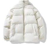 Chaqueta de hombre de color liso con cuello alto, gruesa, cálida y holgada, acolchada de algodón a la moda M negro
