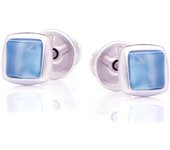 Les Trésors De Lily [Q7965] - Boucles d'oreilles Argent 'Meghan' agate bleue argenté (rhodié) - 5x5 mm