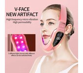 Masajeador facial adelgazante con vibración y terapia de fotones LED Dispositivo de estiramiento facial Masajeador facial con vibración para papada y cara en V