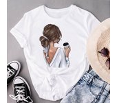 Camiseta gráfica de manga corta, tendencia de estilo de amor de café, Top bonito de verano de los años 90, camiseta estampada para mujer, ropa informal a la moda para mujer M