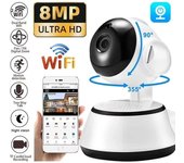 Cámara de vigilancia IP WiFi de 8 MP, monitor de seguridad para bebés, cámara de seguimiento humano con IA, visión nocturna a todo color, cámara de video CCTV para interiores 8MP Camera