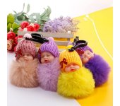 ¿Linda bola de muñeca de peluche de piel esponjosa con lazo de bebé durmiente?¿Colgante?Llavero Llavero