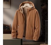 Chaqueta con capucha de polar grueso para hombre: cárdigan de polar de cordero grueso, cálido e informal para otoño e invierno. 5XL azul oscuro