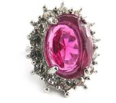 Anillo de cristal rosa 'Scarlett' - 32x22 mm 52