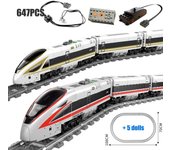 Tren expreso técnico moderno, vagón de alta velocidad, juguete de bloques de construcción educativos con motor eléctrico para niños No Box