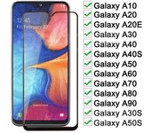 2.5D cubierta completa templada de vidrio para Samsung Galaxy A21 A51 A81 A20 A30 A40 A50 A60 A70 A80 A90 A10S M10 M20 M30 película protectora de vidrio de pantalla Samsung Galaxy A90 5G negro