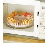 Cortador de patatas, rebanador, máquina para hacer patatas fritas sin grasa, horno microondas, bandeja para hornear patatas fritas, rejilla de plástico, cortador de cocina DIY blanco