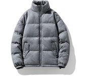Nueva chaqueta acolchada de algodón para hombre de invierno, chaqueta acolchada de algodón de ante con cuello levantado, moda de alta calidad M blanco