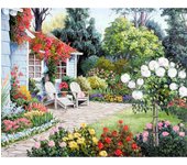 Pintura de diamante bordado completo, pintura de diamante escénica, cabaña de jardín 20X30CM