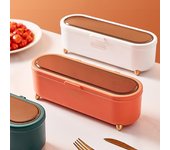 Contenedor de vajilla de drenaje rápido con tapa, organizador de almacenamiento de cubiertos de plástico, accesorios de cocina naranja