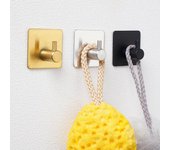Ganchos de pared adhesivos para puerta, llave, percha para ropa, gancho para bata de baño, toallero, organizador, gancho para colgar, estante, herrajes de cocina 4.5X4.5cm negro