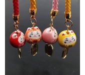 Nuevo colgante de cerámica para teléfono o coche con forma de gato de la suerte: accesorio femenino de nicho con diseño fresco y dulce para hacer tú mismo. Hollow Fu amarillo