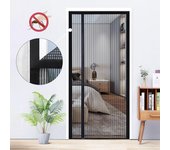 Mosquitera magnética con cierre automático para verano, malla Invisible para puerta, cortina divisoria antiinsectos, malla mágica 100x210cm negro
