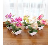 Orquídea mariposa artificial creativa, plástico vivo, realista verde