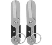 2 mini tijeras portátiles de acero inoxidable con llavero antipérdida para viajes al aire libre