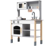 Casa de juegos OSJ, cocina de madera, juego de casa de juegos, cocina de cumpleaños, juguetes educativos para niños, almacenamiento, copia, estufa, mini cocina, cocina de juguete para niños blanco