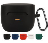 Estuche KOMININA para auriculares inalámbricos Audio Technica, de silicona, resistente a golpes, impermeable, a prueba de polvo, transparente, sencillo, con mosquetón. negro