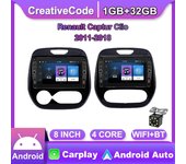 8 pulgadas para Renault Captur Clio 2011-2018 con botón perilla Android Car Radio reproductor Multimedia navegador estéreo GPS 2 Din 1 + 32GB 1+32GB,A
