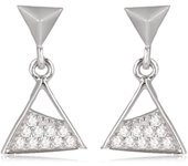 Les Trésors De Lily [Q2993] - Boucles Argent 'Sissi' blanc argenté (rhodié) - 13x8 mm (triangles) blanco