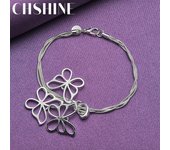 CHSHINE Pulsera de cadena de serpiente y mariposa de plata de ley 925 para mujer, joyería con abalorios de moda para bodas y fiestas 20CM 8inches