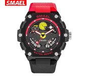 SMAEL Reloj electrónico digital con pantalla dual Relojes deportivos Reloj resistente al agua hasta 50 m Reloj despertador 8092 Relojes de pulsera de cuarzo de moda joven azul