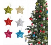 6 piezas de adorno colgante de estrella con forma de pentagrama para árbol de Navidad