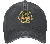 Gorra de béisbol personalizada de algodón con el logotipo de Cobra Kai Strike First Cobra para mujer, unisex, ajustable, gorra de papá karateca para exteriores Adult Baseball Cap
