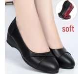 Zapatos cómodos antideslizantes de cuero suave para mujer 886, 35 negro