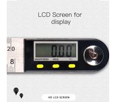 Regla de ángulos con pantalla LCD digital multifuncional de 360 grados, goniómetro electrónico de acero inoxidable 1