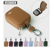Funda protectora de cuero para auriculares Apple AirPods 3 y Pro 2 Universal Earphone Case (Oiled Leather, with Mark) azul marino