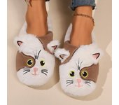 Pantuflas negras divertidas con diseño de gato vivo para mujer, pantuflas blancas y mullidas con diseño de gatito, pantuflas peludas rosas con dibujos de animales para mujer 36-37