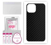 apgo Protective Skin Sticker for the back compatible with Apple iPhone 13 mini, Wrap Film, Foil, Vinyl - Pattern Carbon Black