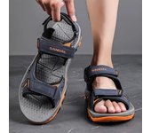 Sandalias de hombre con cierre de velcro, antideslizantes, duraderas, de secado rápido, con punta cerrada, para playa, primavera y verano 44 negro