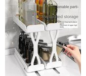 Especiero giratorio de cocina de 2 niveles, de plástico, extraíble, para condimentos, especias, tarros, organizador extraíble para armario de cocina.