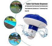 Dispensador químico flotante para tableta Spa, dispensador de cloro flotante para piscina, soporte químico, inferior Blue & White