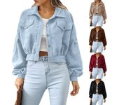Chaqueta informal de solapa de otoño e invierno para mujer, abrigo corto de un solo pecho L negro