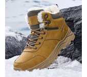 Botas de nieve de invierno súper cálidas con piel, tallas grandes 39-48, botas de senderismo para hombre, zapatillas antideslizantes para exteriores, zapatos cálidos de caña alta para hombre 39 negro