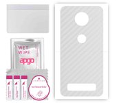 apgo Protective Skin Sticker for the back compatible with Motorola Moto Z3, Wrap Film, Foil, Vinyl - Pattern Transparent Carbon